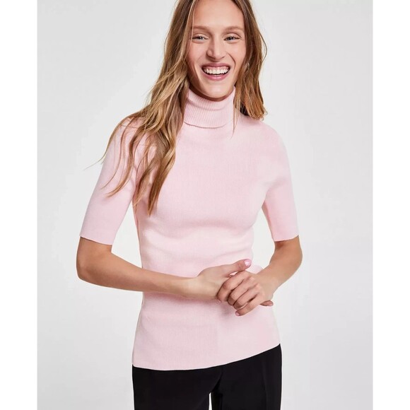 Anne Klein Women's Half-Sleeve Turtleneck Sweater, Cherry Blossom, S - Picture 1 of 1